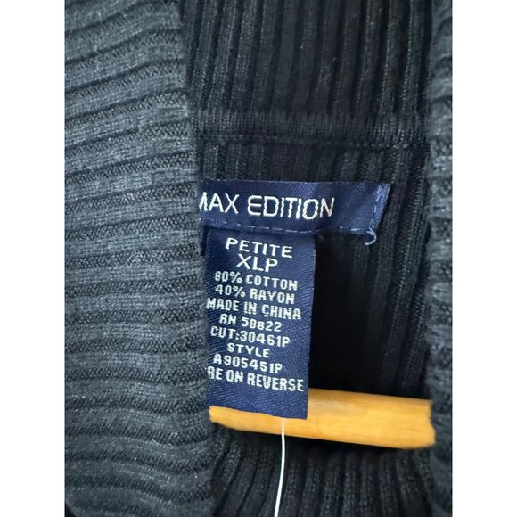 Max Edition Turtle Neck Sweater Dress Womens Size XL Petite Black Y2K Short - Picture 5 of 7